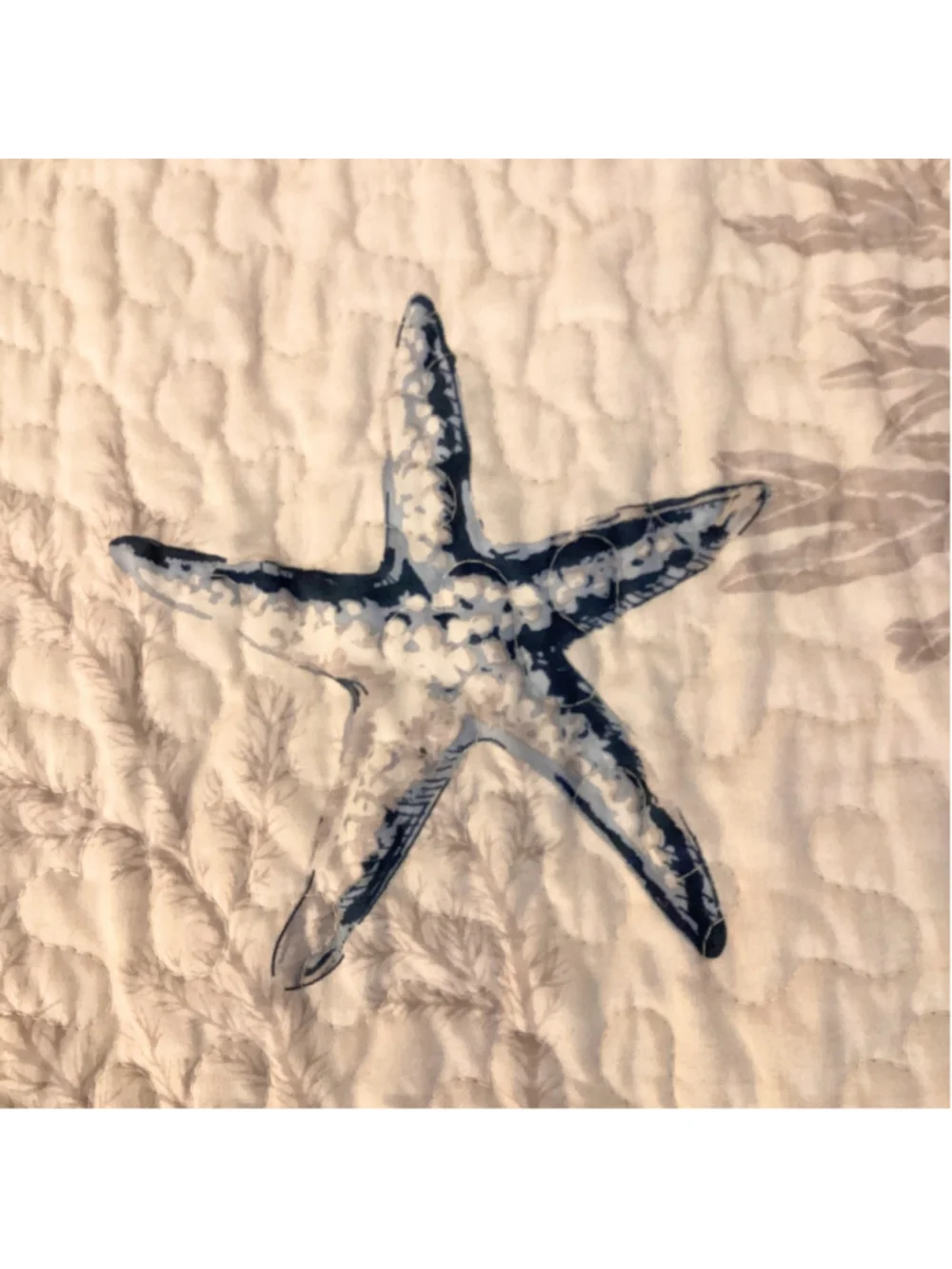 Nautical Coastal King Quilt & Shams Shell Starfish Pattern Blue Reversible - Picture 7 of 15